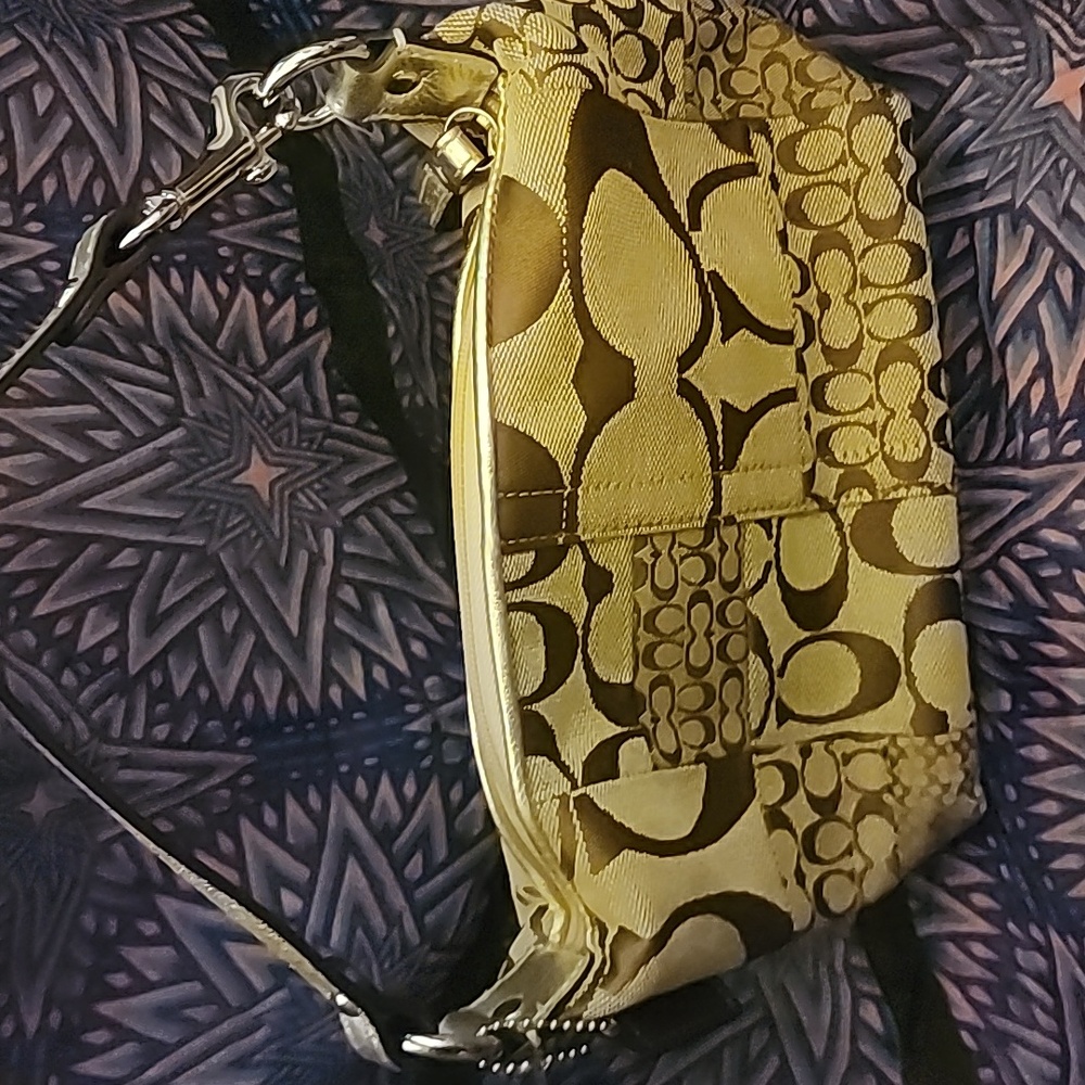 Coach Patchwork Mini Purse Clutch - Khaki Gold